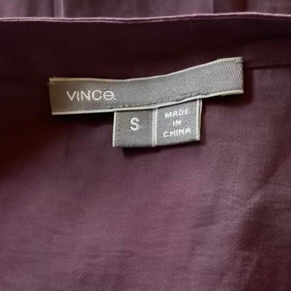 Vince Button Up Shirt Dress Eggplant Cinched Waist - Picture 6 of 8
